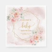 ベビーガールシャワーパステルピンク金ゴールドグリッターナプキン スタンダードランチョンナプキン (正面)