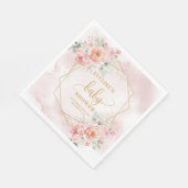 ベビーガールシャワーパステルピンク金ゴールドグリッターナプキン スタンダードランチョンナプキン (角)