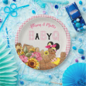 ベビーガールシャワーピンクひまわりベビーQバーベキュー ペーパープレート (パーティー)