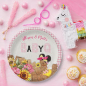 ベビーガールシャワーピンクひまわりベビーQバーベキュー ペーパープレート (パーティー)