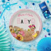 ベビーガールシャワーピンクひまわりベビーQバーベキュー ペーパープレート (パーティー)