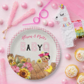 ベビーガールシャワーピンクひまわりベビーQバーベキュー ペーパープレート (パーティー)