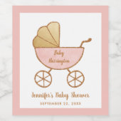 ベビーガールシャワーピンクレトロ車 ワインラベル (シングルラベル)