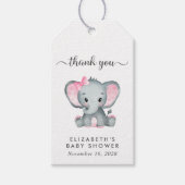 ベビーガールシャワーピンク象ありがとう ギフトタグ (正面)