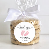 ベビーガールシャワーピンク足ありがとう ラウンドシール