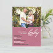 ベビーガールシャワーフォトフラット招待状 招待状 (スタンド正面)