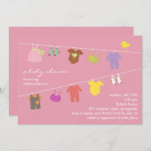 ベビーガールシャワーフラット招待状 招待状 (正面/裏面)