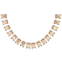 ベビーガールシャワーフランスのヴィンテージ水彩フローラ バンティングフラッグ