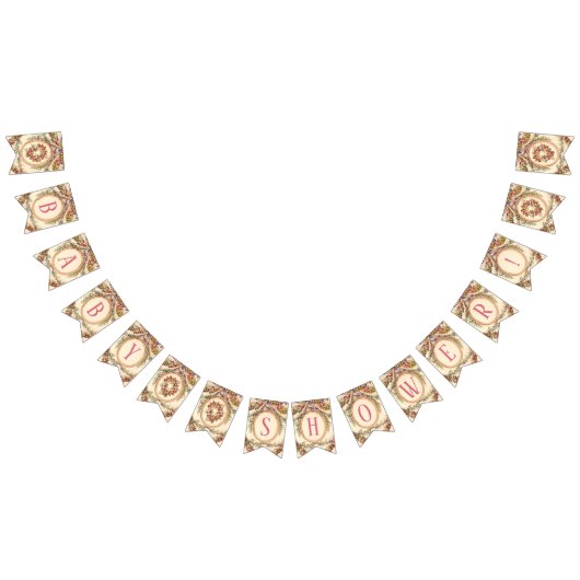 ベビーガールシャワーフランスのヴィンテージ水彩フローラ バンティングフラッグ (全)