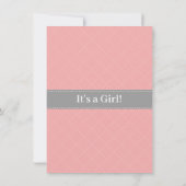 ベビーガールシャワーベビーベビーカーピンク 招待状 (裏面)