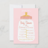ベビーガールシャワーベビーボトル招待状 招待状 (正面)
