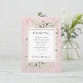 ベビーガールシャワーポエム 春の葉 緑 ピンク サンキューカード (スタンド正面)