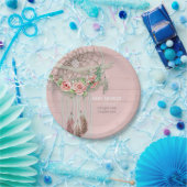 ベビーガールシャワーモダンフローラホットピンクピーチバラ ペーパープレート (パーティー)