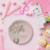 ベビーガールシャワーモダンフローラホットピンクピーチバラ ペーパープレート (パーティー)