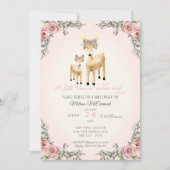 ベビーガールシャワーリトルディアアントラーバラフローラ 招待状 (正面)