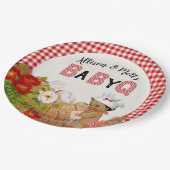 ベビーガールシャワーレッドジンガムベビーQバーベキュー ペーパープレート (アングル)