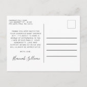 ベビーガールシャワーレトロキャリッジピンクありがとう ポストカード (裏面)