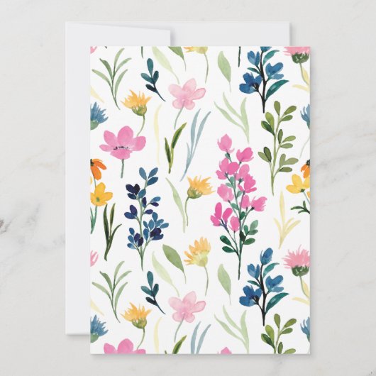 ベビーガールシャワー小さなワイルドフラワーウォーター色 招待状 (裏面)