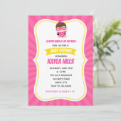 ベビーガールシャワー招待状（スーパーヒーロー）ピンク 招待状 (スタンド正面)