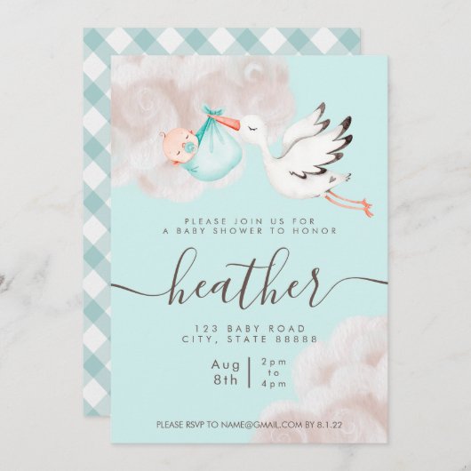 ベビーガールシャワー招待状 招待状 (正面/裏面)