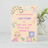 ベビーガールシャワー招待状 招待状 (スタンド正面)