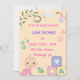 ベビーガールシャワー招待状 招待状