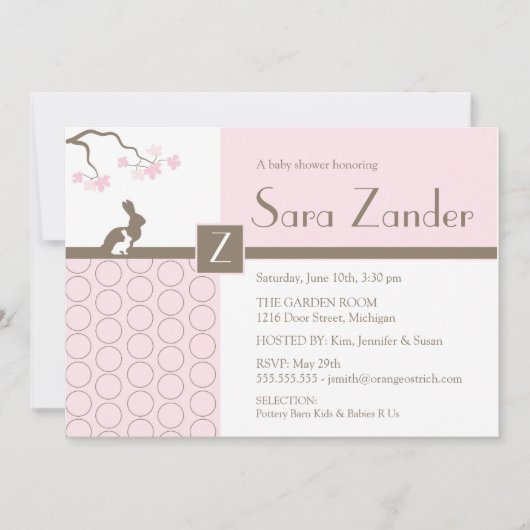 ベビーガールシャワー招待状 招待状 (正面)