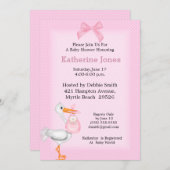 ベビーガールシャワー招待状(Stork) 招待状 (正面/裏面)