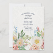 ベビーガールシャワー水彩赤面nホワイトフローラ 招待状 (裏面)