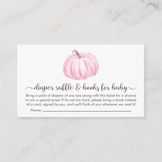 ベビーガールシャワー用かぼちゃおむつラッフルブック エンクロージャーカード (正面)