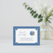 ベビーガールシャワー用の弓の本を持つブルージャン エンクロージャーカード (スタンド正面)