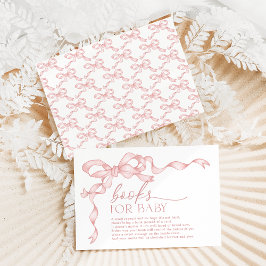 ベビーガールシャワー用コケットピンクのボウブックス エンクロージャーカード