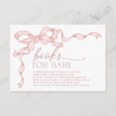ベビーガールシャワー用コケットピンクのボウブックス エンクロージャーカード (正面)