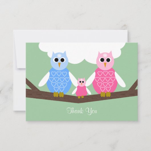 ベビーガールシャワー詩ありがとうフラット3.5 x 5カード サンキューカード (正面)