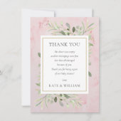 ベビーガールシャワー詩春葉グリーンリーピンク サンキューカード (正面)
