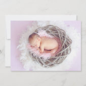 ベビーガールシャワー足グリッターホワイトピンク写真 招待状 (裏面)