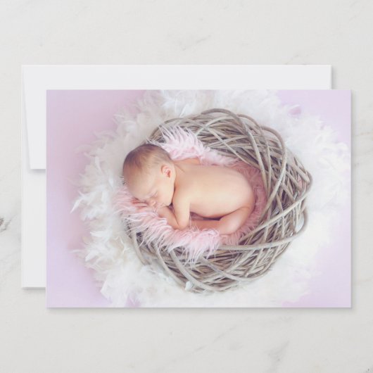 ベビーガールシャワー足グリッターホワイトピンク写真 招待状 (裏面)