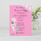 ベビーガールシャワー、かわいいベビーの傘に贈り物。 招待状 (スタンド正面)