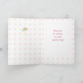 ベビーガールシャワー、ピンクのドットと傘 招待状 (内部)