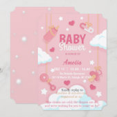 ベビーガールシャワー 招待状 (正面/裏面)