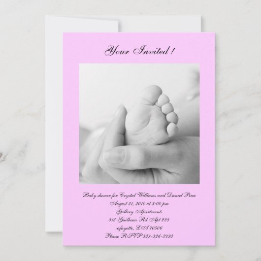 ベビーガールシャワー 招待状 (正面)