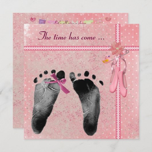 ベビーガールシャワー 招待状 (正面/裏面)