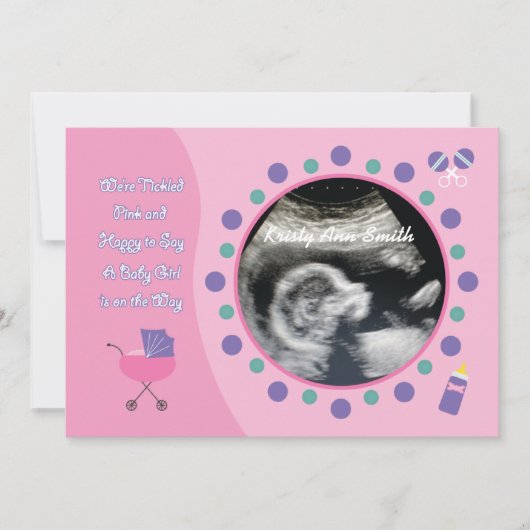 ベビーガールシャワー 招待状 (正面)