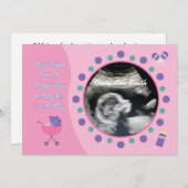 ベビーガールシャワー 招待状 (正面/裏面)