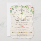 ベビーガールシャワー BOHO ティーピー アロー バーンベビーシャワーのおしゃれ木製看板 招待状 (正面)