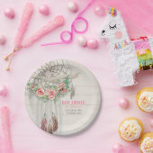 ベビーガールシャワーBOHOフローラドリームキャッチャー羽毛 ペーパープレート (パーティー)