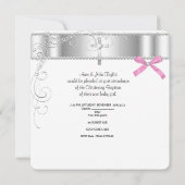 ベビーガールシルバーピンク《キリスト教》洗礼式や命名式バプティスクロス 案内状 (裏面)