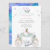 ベビーガールシンデレラプリンセスキャリッジベビーシャワー 招待状 (正面/裏面)