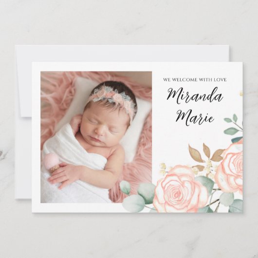 ベビーガールシンプルフォトス生まれたばかりのクリプトピンクフローラ (正面)