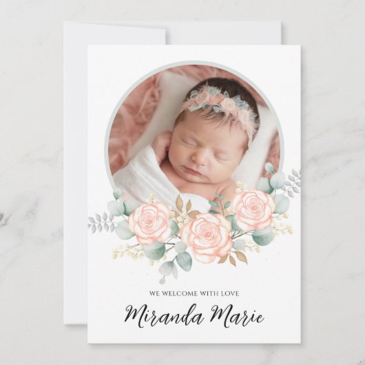 ベビーガールシンプルフォトス生まれたばかりのクリプトフローラピンク (正面)